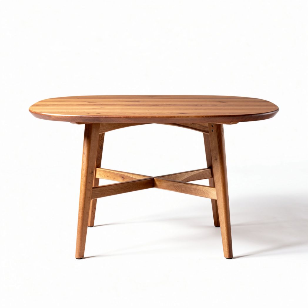 Mesa oval de madeira com dimensões de 120 x 60 x 75cm