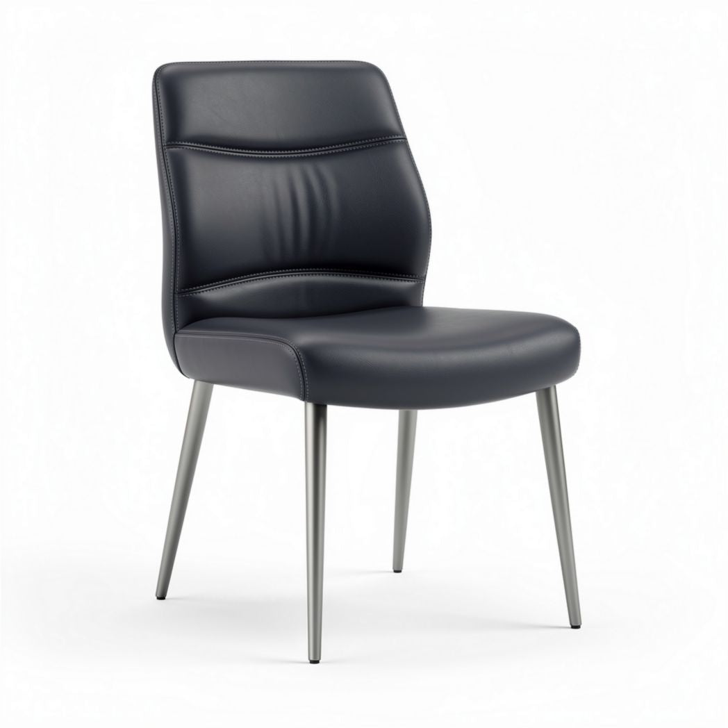cadeira moderna de design minimalista em couro sintético azul 45 x 50 x 85cm