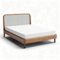 Cama de madeira com cabeceira ranhurada e colchão 200 x 160 x 30cm
