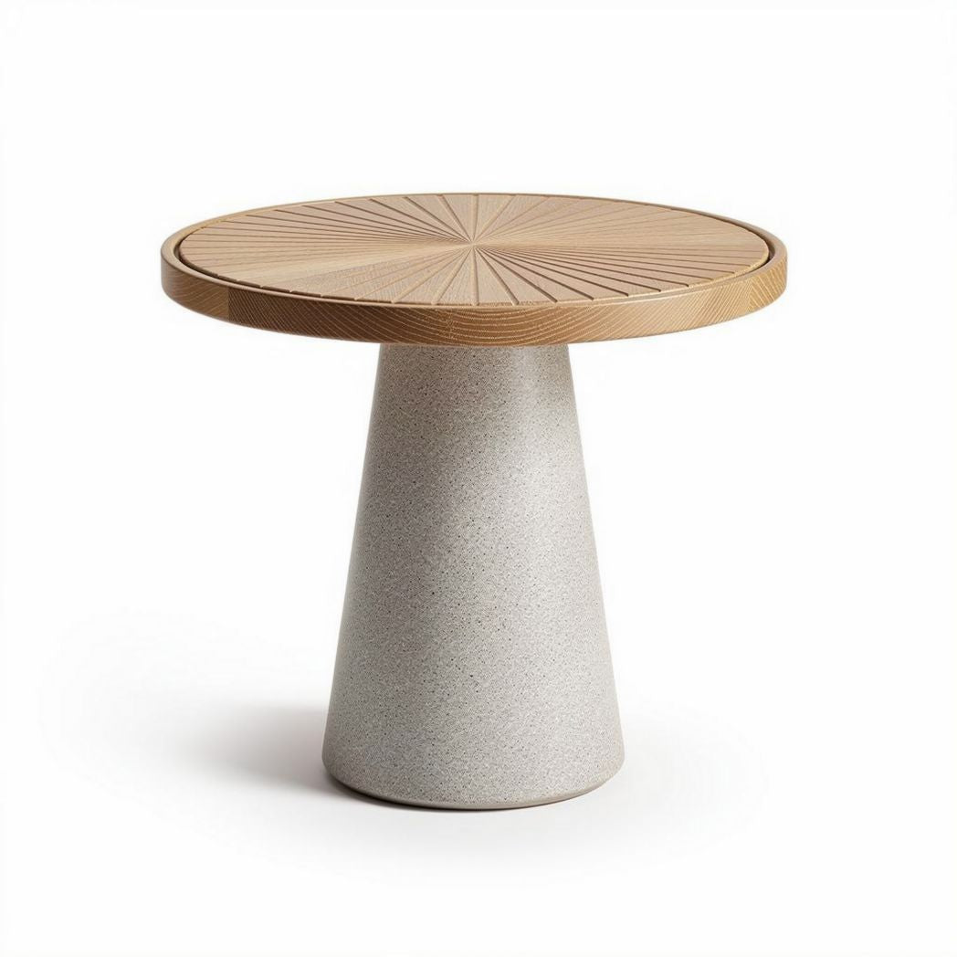 Mesa de centro em cimento e madeira 45 x 45 x 50cm para interiores