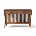 Mesa de console em madeira escura com prateleira e gavetas 100 x 40 x 75cm